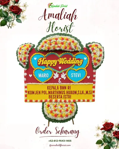 Karangan Papan Bunga Pernikahan di Sumompo